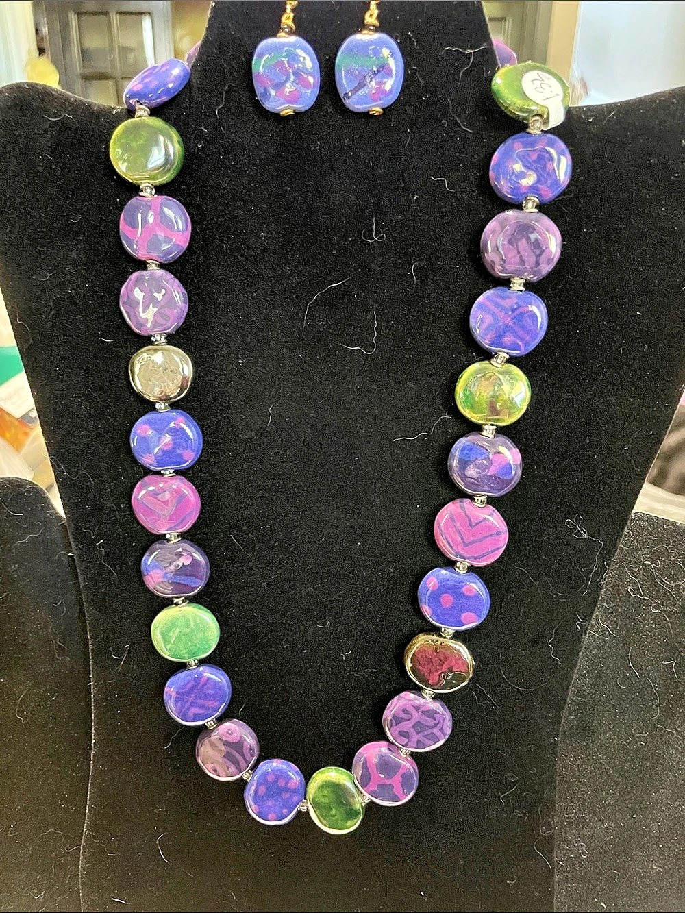 Multicolor Beaded Necklace & Earrings. M’s